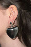 Silver Bubble Heart Statement Earring