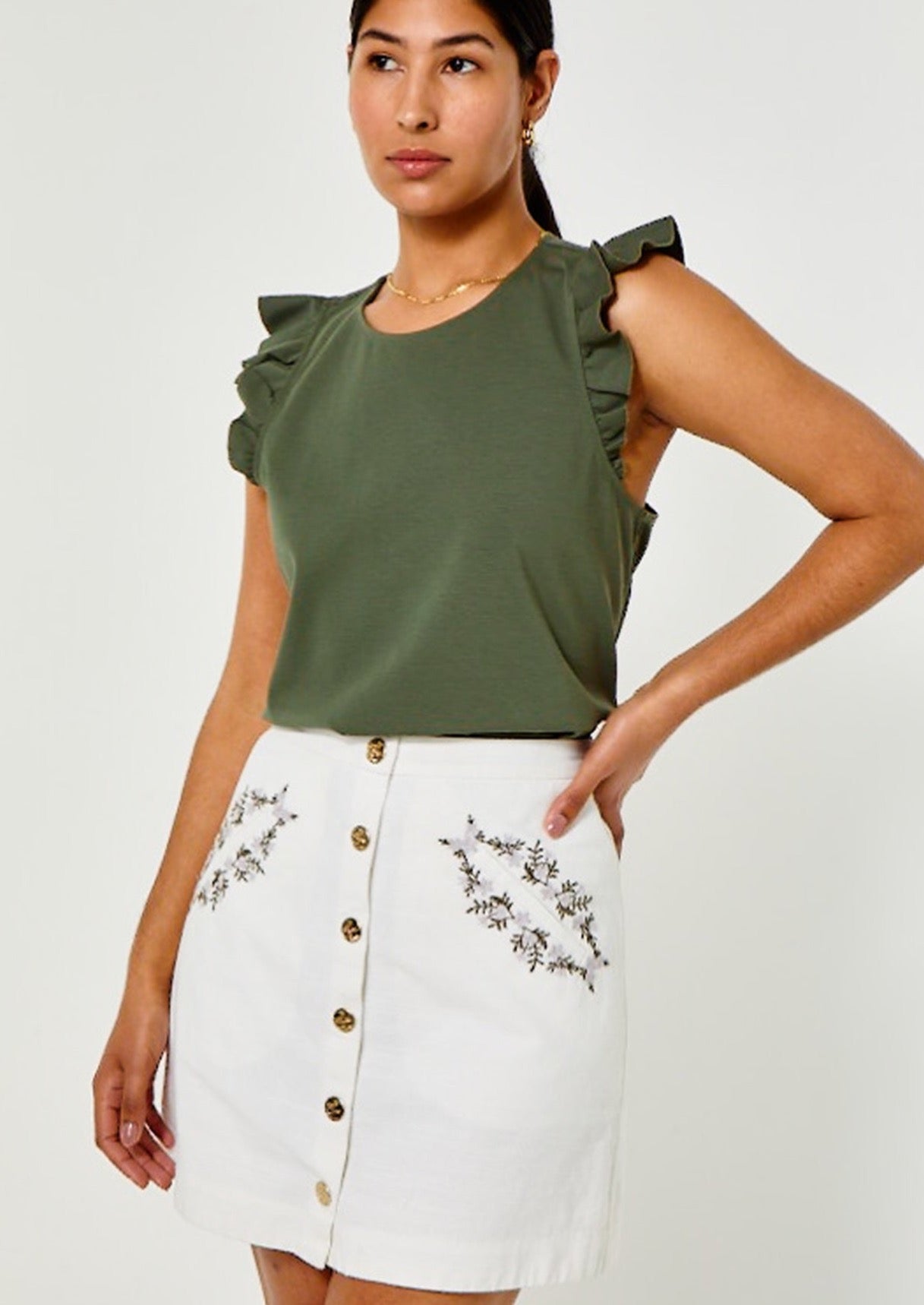 Cosette Skirt- Embroidered White