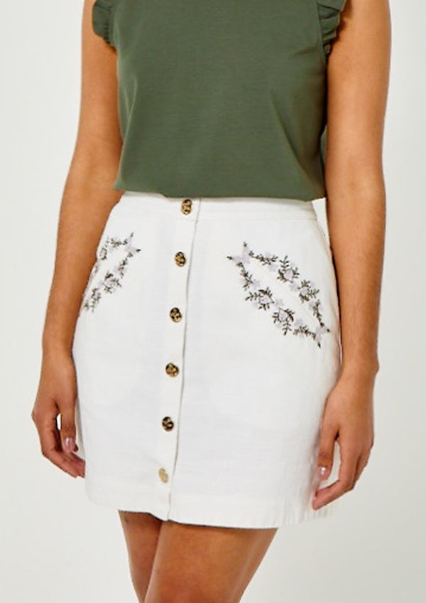 Cosette Skirt- Embroidered White