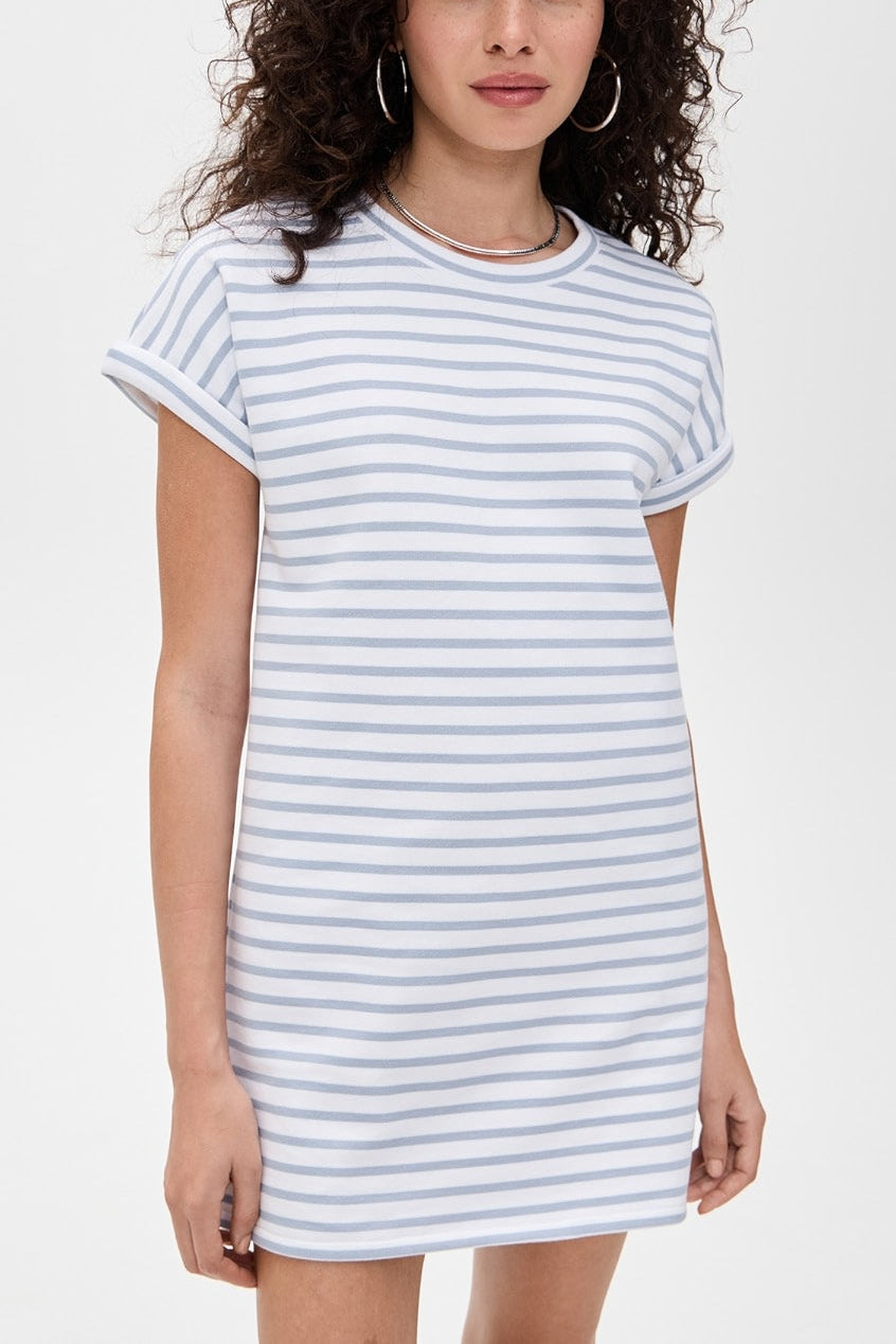 Cassie Terry Stripe Mini Dress- White/Seaport