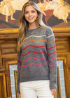 Zig-Zag Stripe Sweater- Charcoal