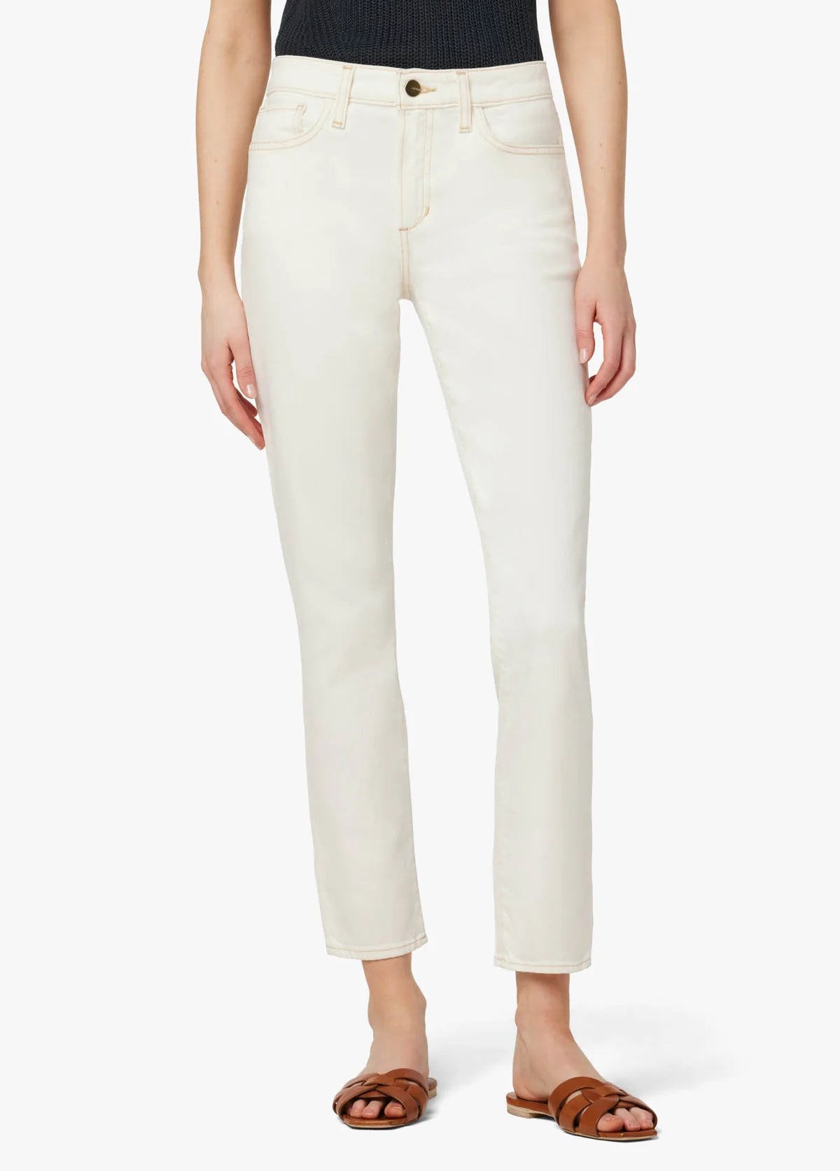 The Lara Mid Rise Cigarette Ankle- Milk