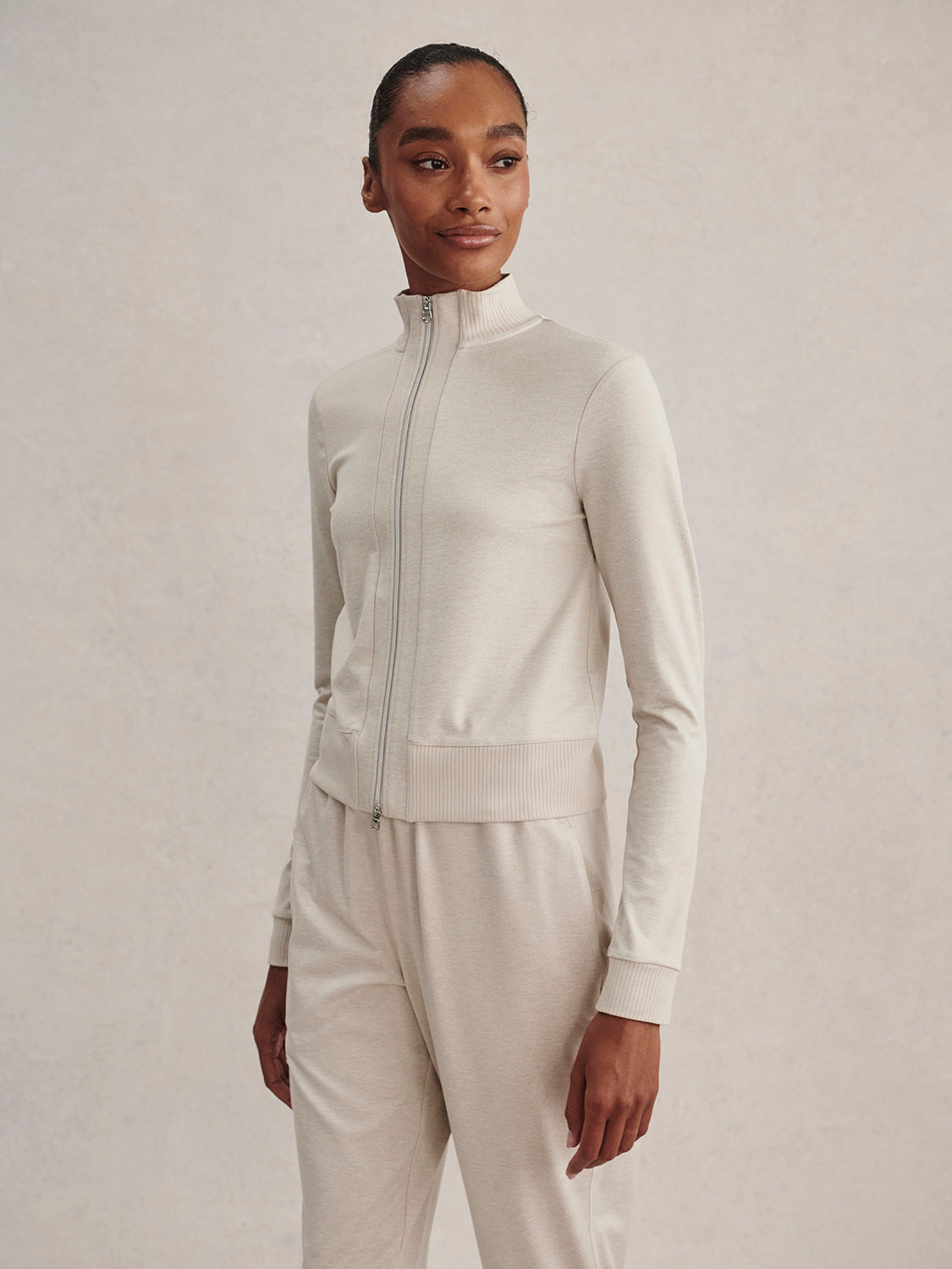Rufus Cropped Zip Through- Pebble Marl