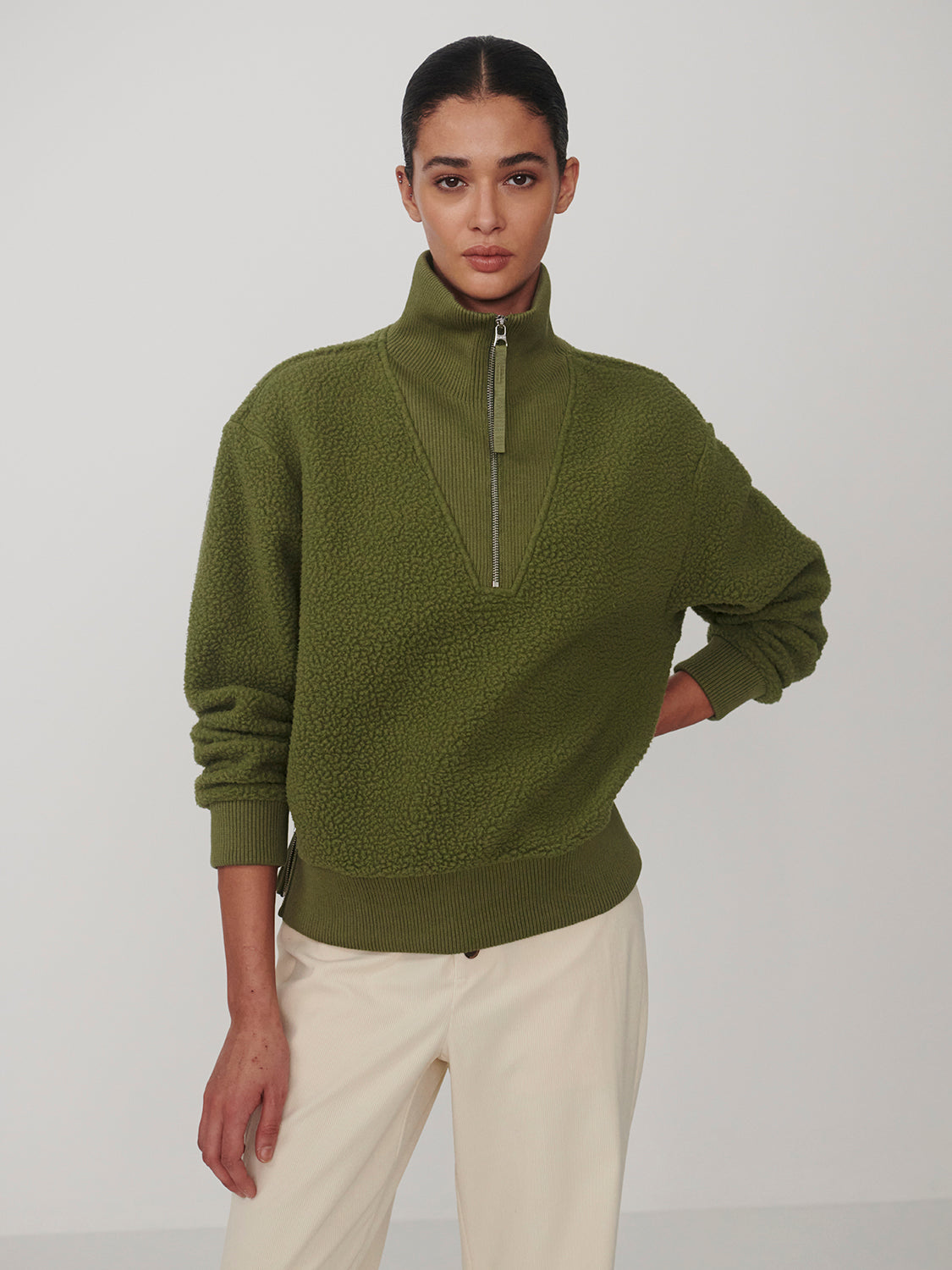 Jaylin Half Zip Fleece- Loden Green