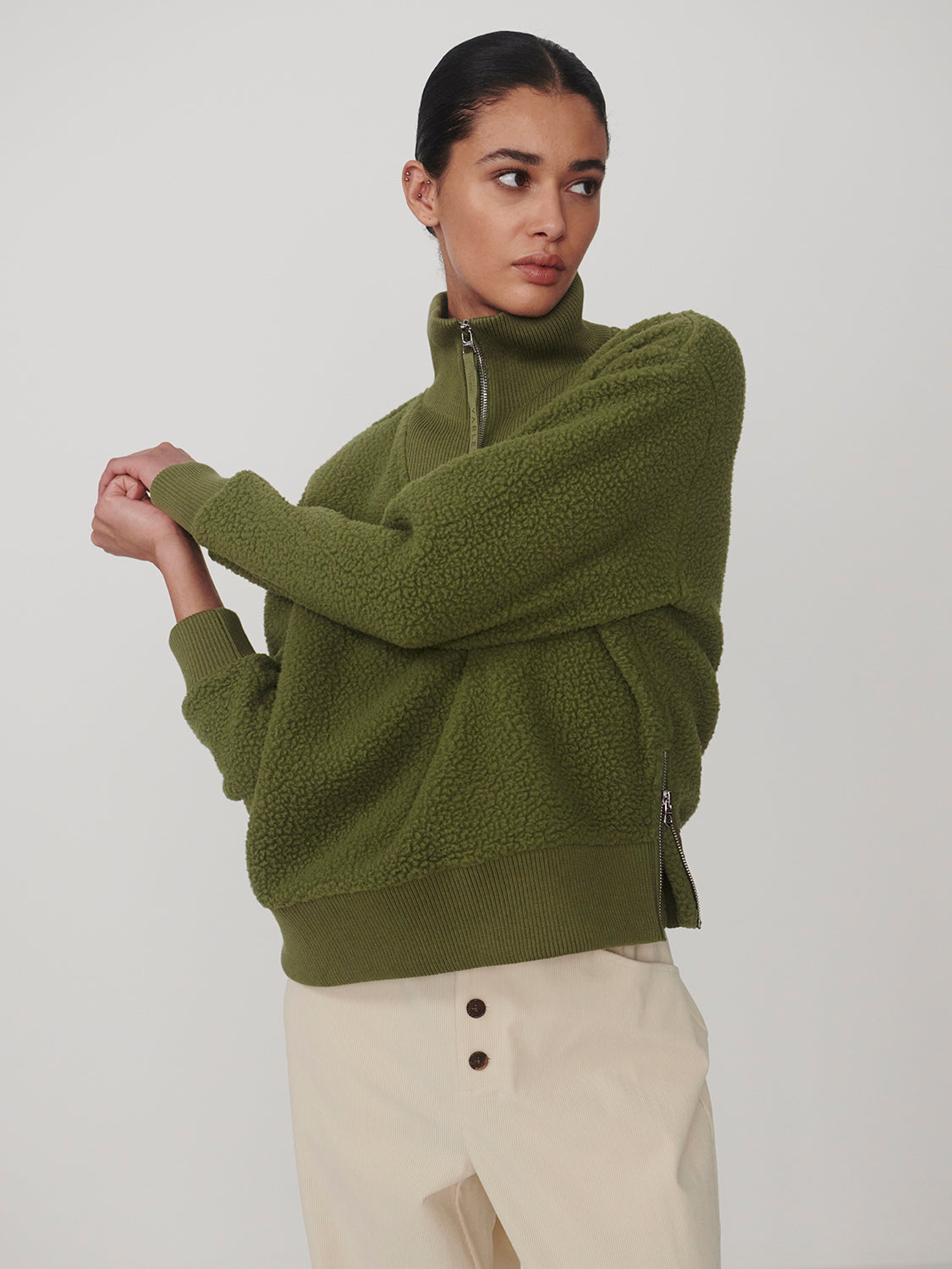 Jaylin Half Zip Fleece- Loden Green