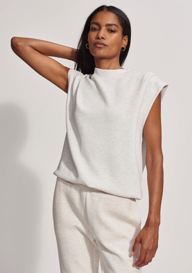 Otis Sleeveless Sweatshirt- Ivory Marl