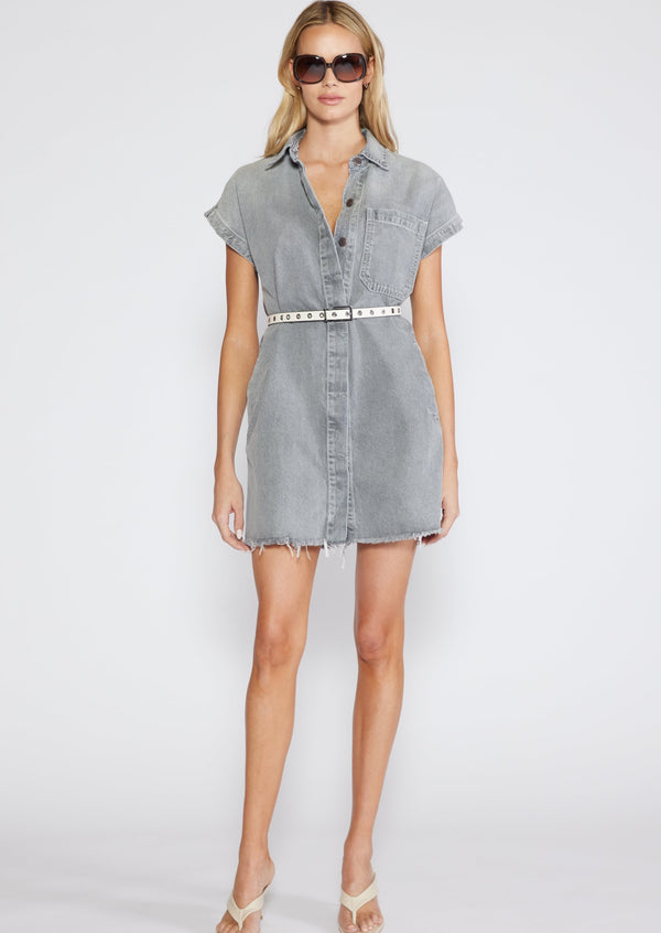 Pricilla Shirt Dress- Moonstone Grey