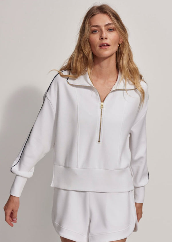 Davenport Half Zip Sweatshirt- White