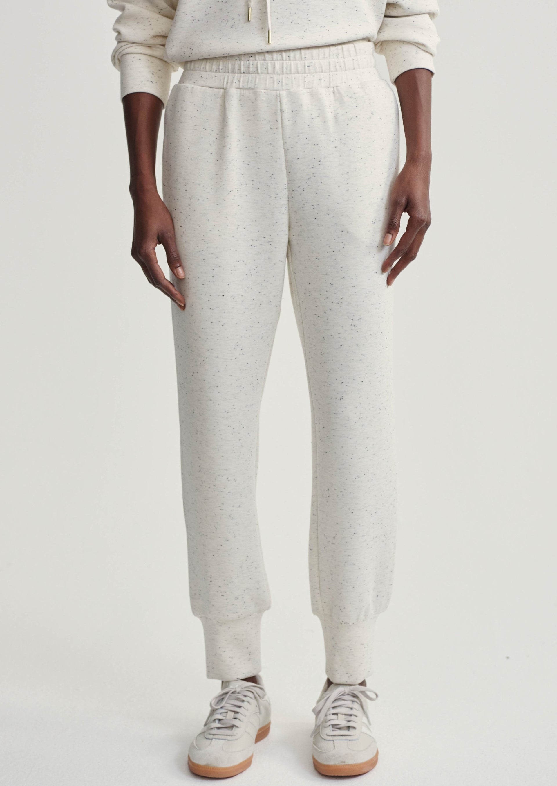 The Slim Cuff Pant 25"- Ivory Marl Fleck