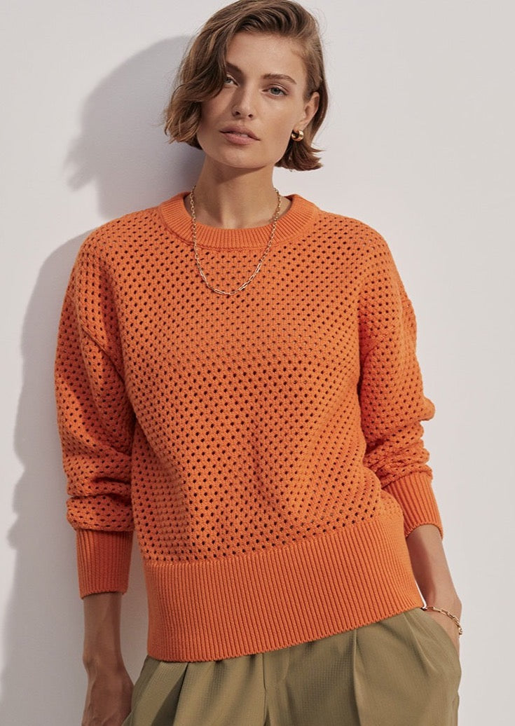Hester Knit Crewneck Sweater- Jaffa Orange