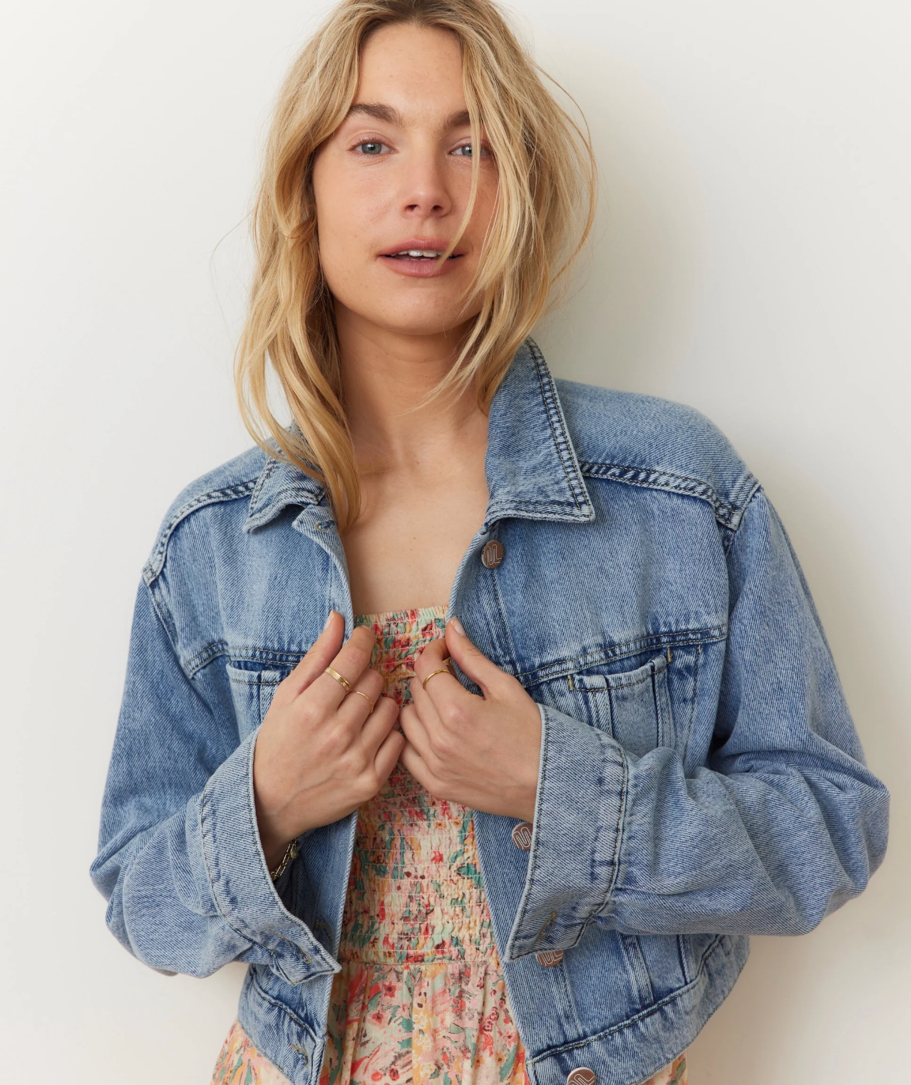 Cropped Denim Jacket- Medium Wash