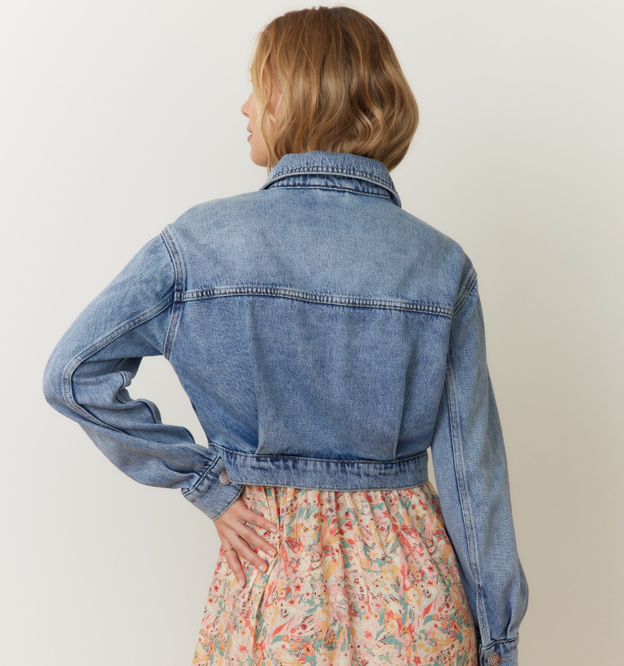 Cropped Denim Jacket- Medium Wash