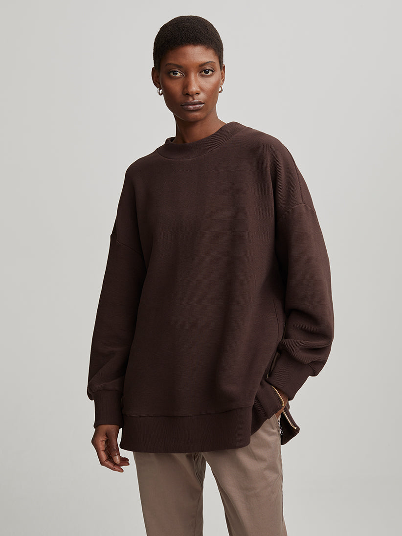 Mae Boyfriend Sweatshirt- Coffee Bean