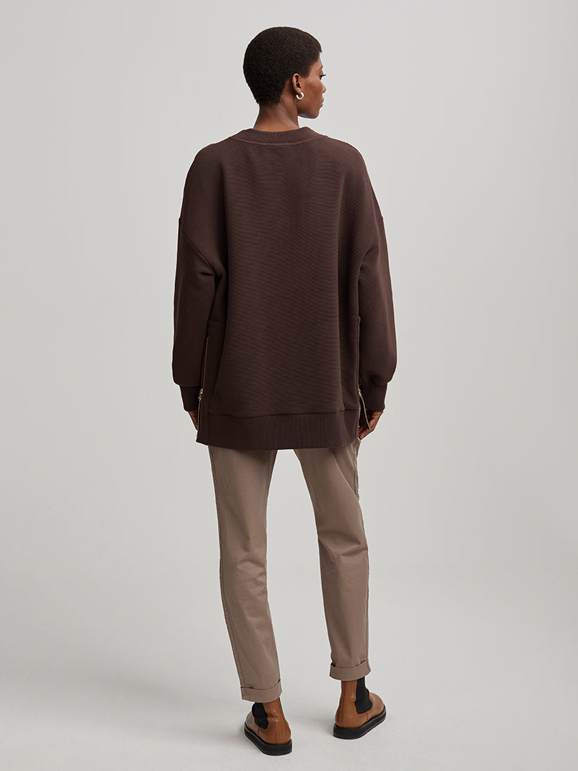 Mae Boyfriend Sweatshirt- Coffee Bean