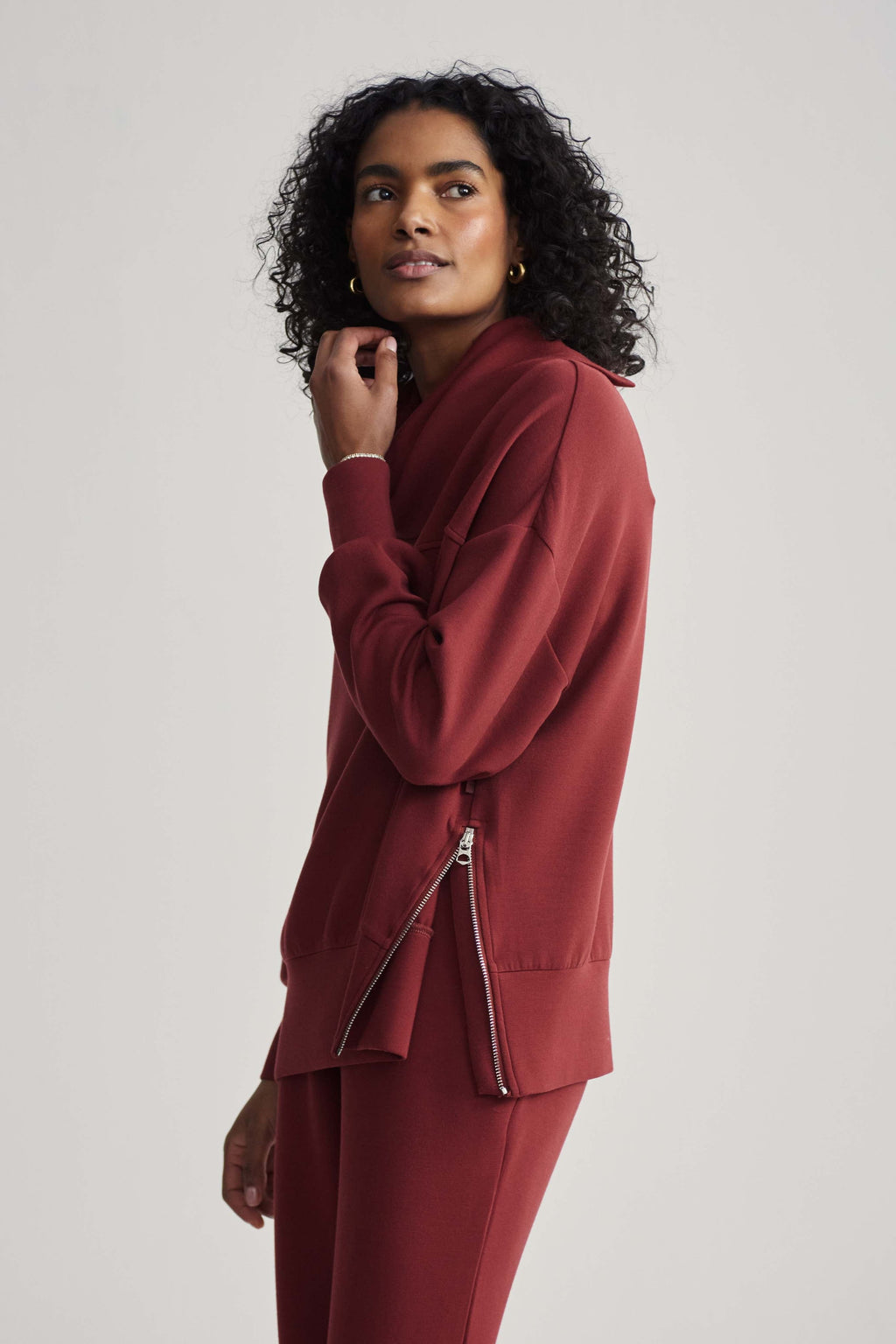 Priya Longline Sweatshirt—Russett Brown