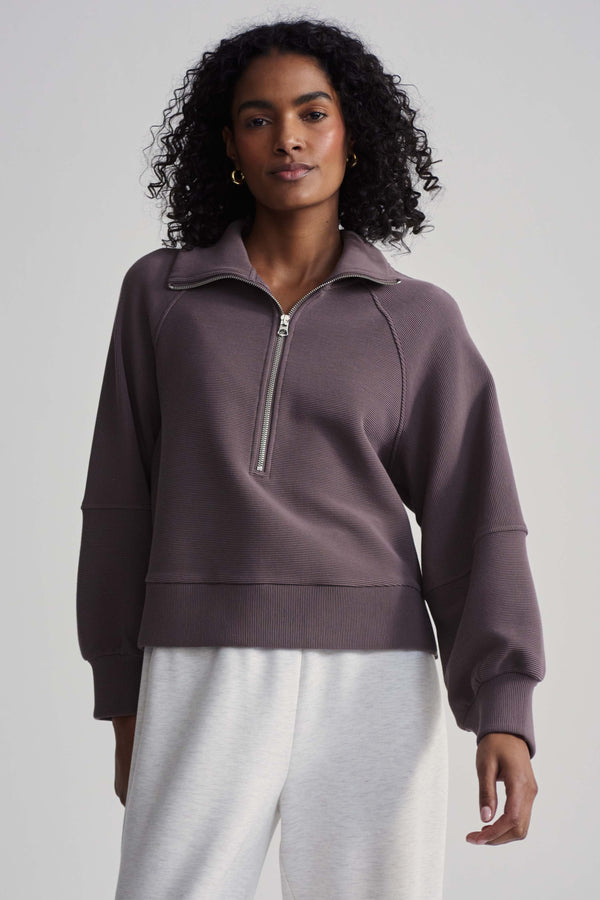 Milano Half Zip Sweatshirt- Cocoa Berry