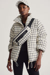 Eugene Check Short Puffer Coat- Egret Check