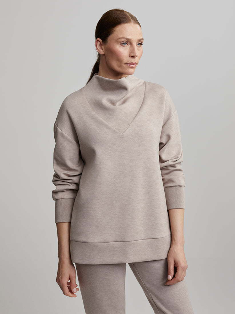 Varley Modena Longline Sweatshirt- Taupe Marl