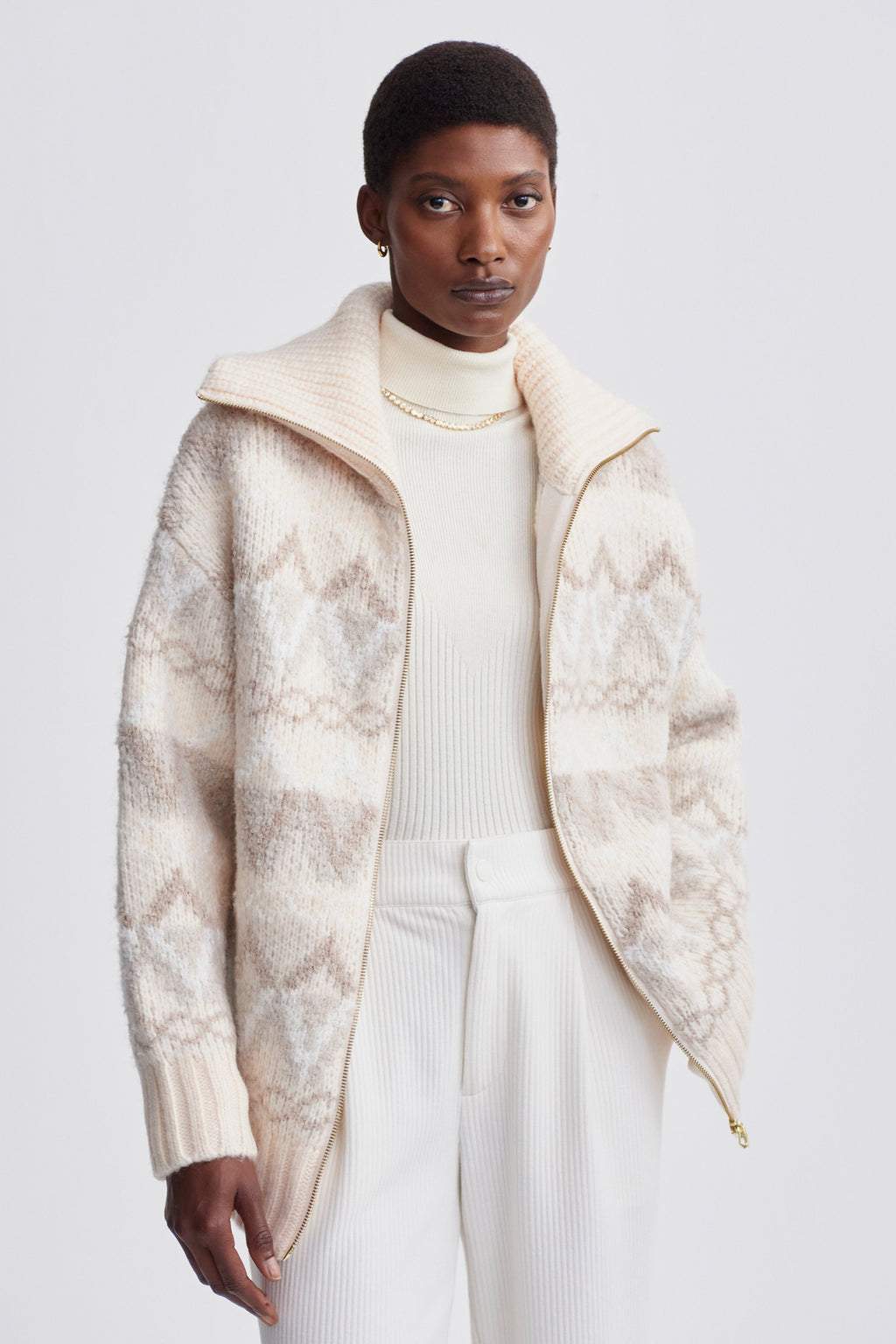 Brooke Fairisle Knit Jacket- Ivory Mountain