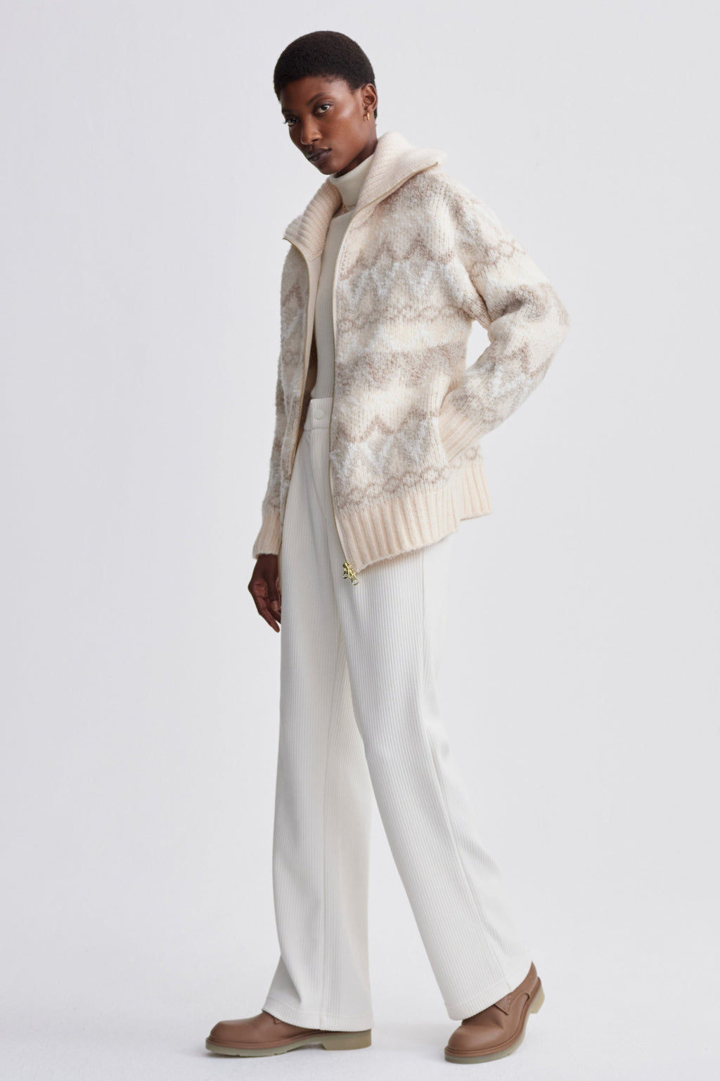 Brooke Fairisle Knit Jacket- Ivory Mountain