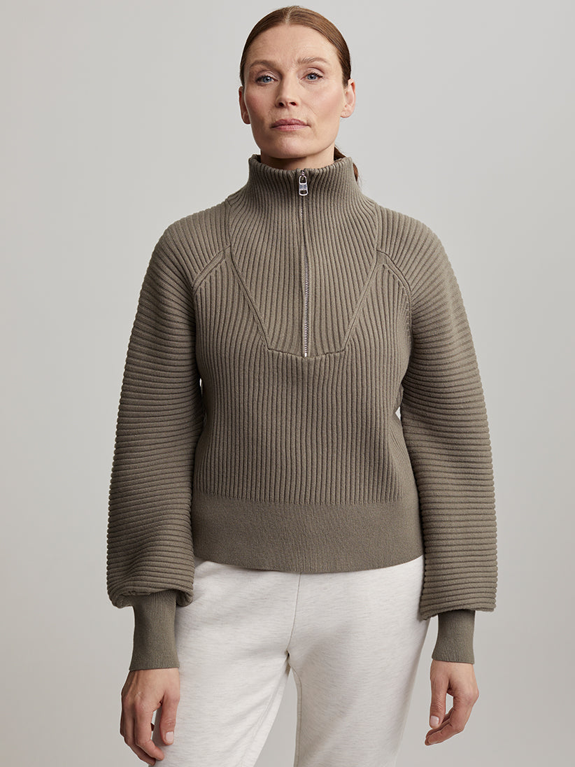 Reid Half-Zip Knit Sweater- Gravity Sage