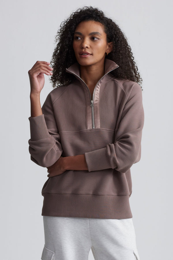 Lismore Half Zip Sweatshirt- Deep Taupe