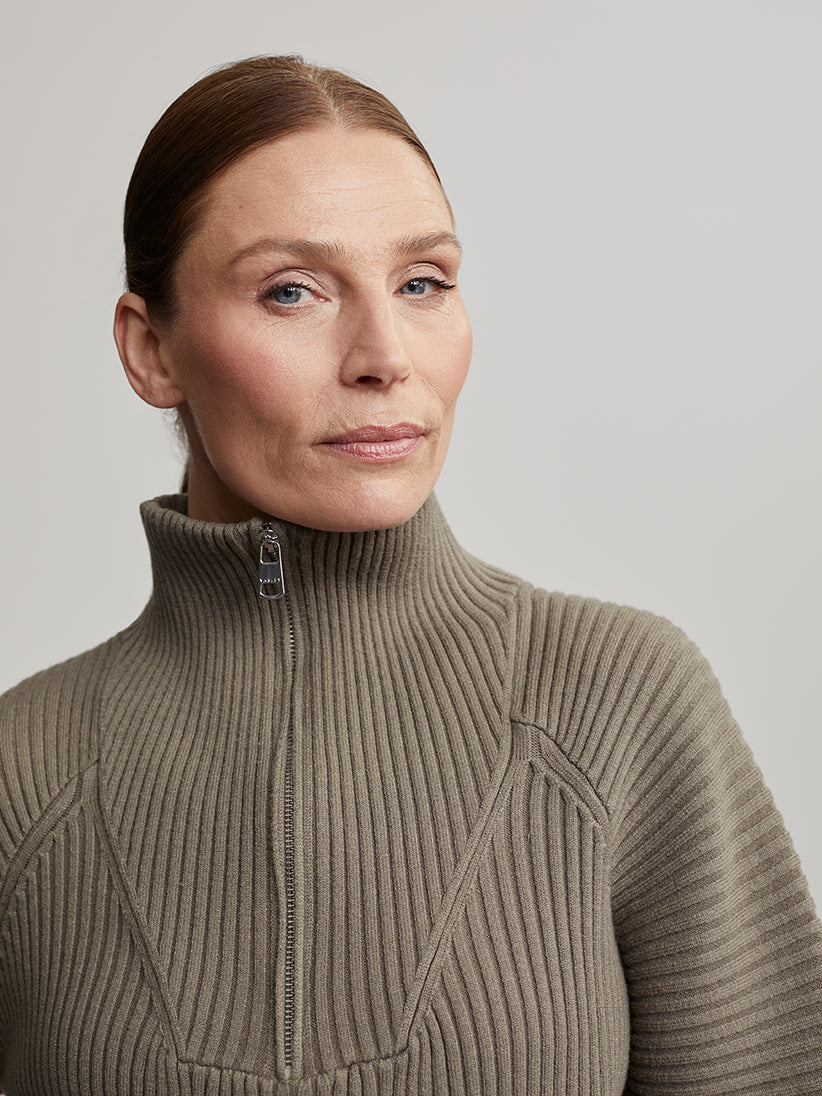 Reid Half-Zip Knit Sweater- Gravity Sage