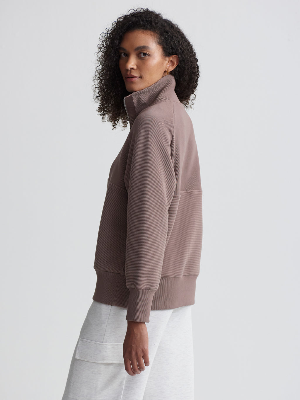 Lismore Half Zip Sweatshirt- Deep Taupe