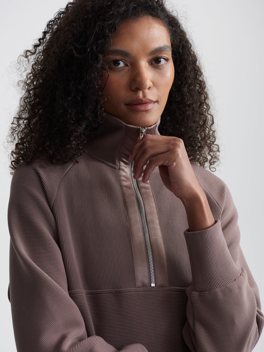 Lismore Half Zip Sweatshirt- Deep Taupe