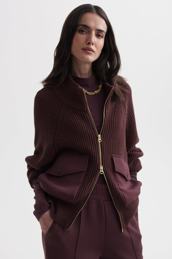 Tessa Knit Jacket- Deep Mahogany