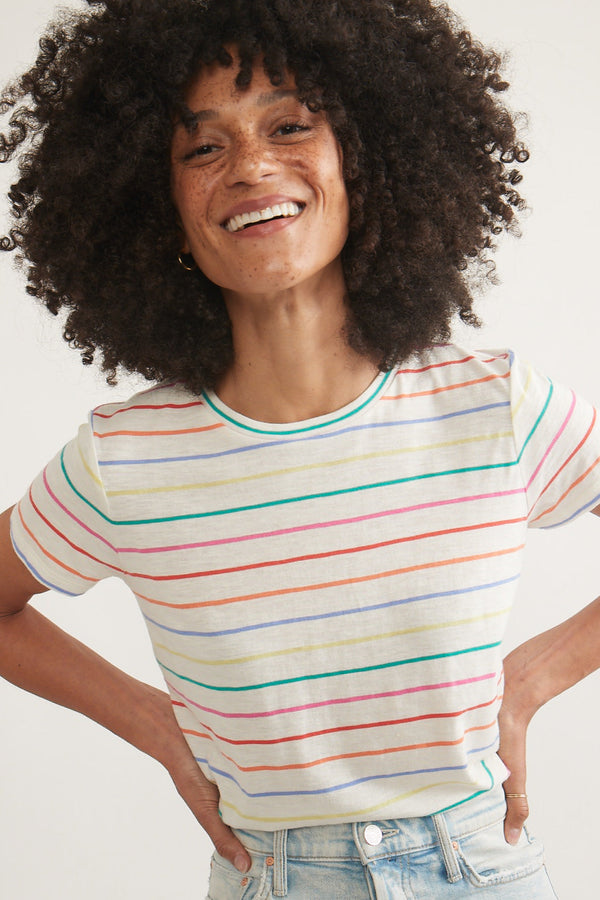 Swing Crew Tee- Rainbow Stripe