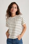 Vintage Slub Crop Tee- White/Black Stripe