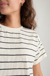 Vintage Slub Crop Tee- White/Black Stripe