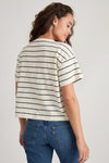 Vintage Slub Crop Tee- White/Black Stripe