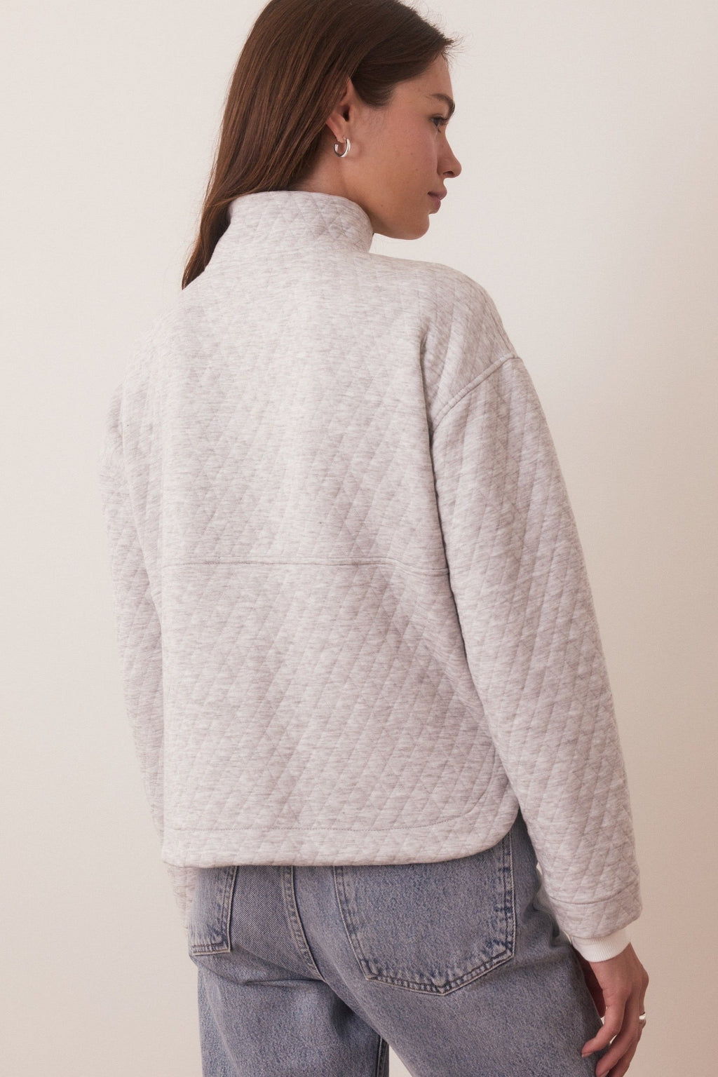 Corbet Funnel Neck Pullover- Light Heather Grey