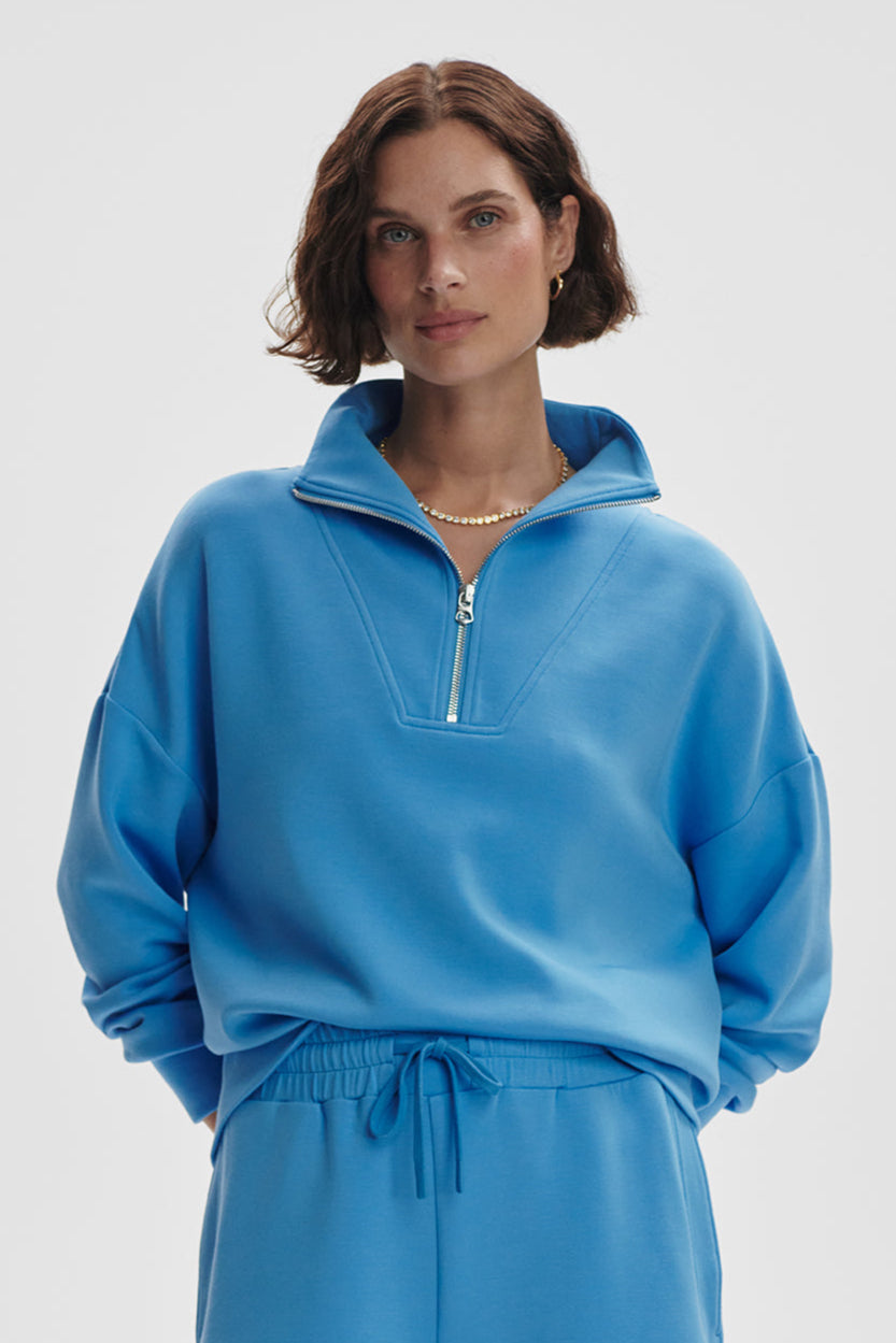 Hawley Half Zip Sweatshirt- Azure Blue