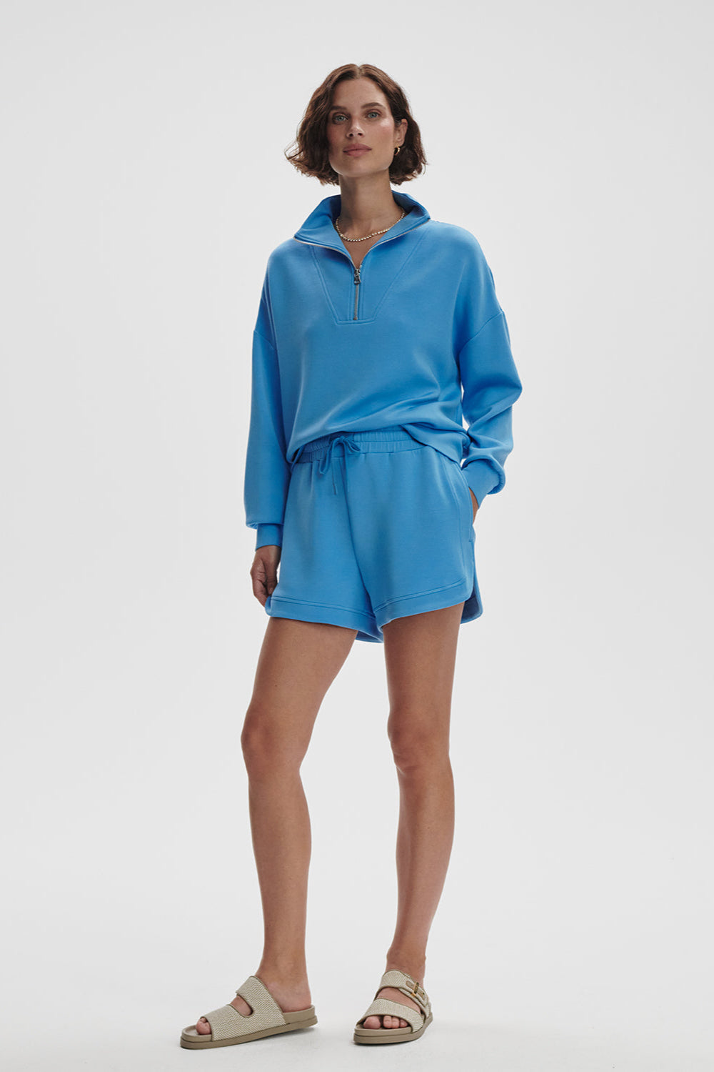 Hawley Half Zip Sweatshirt- Azure Blue