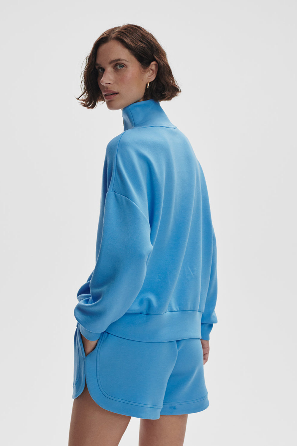 Hawley Half Zip Sweatshirt- Azure Blue