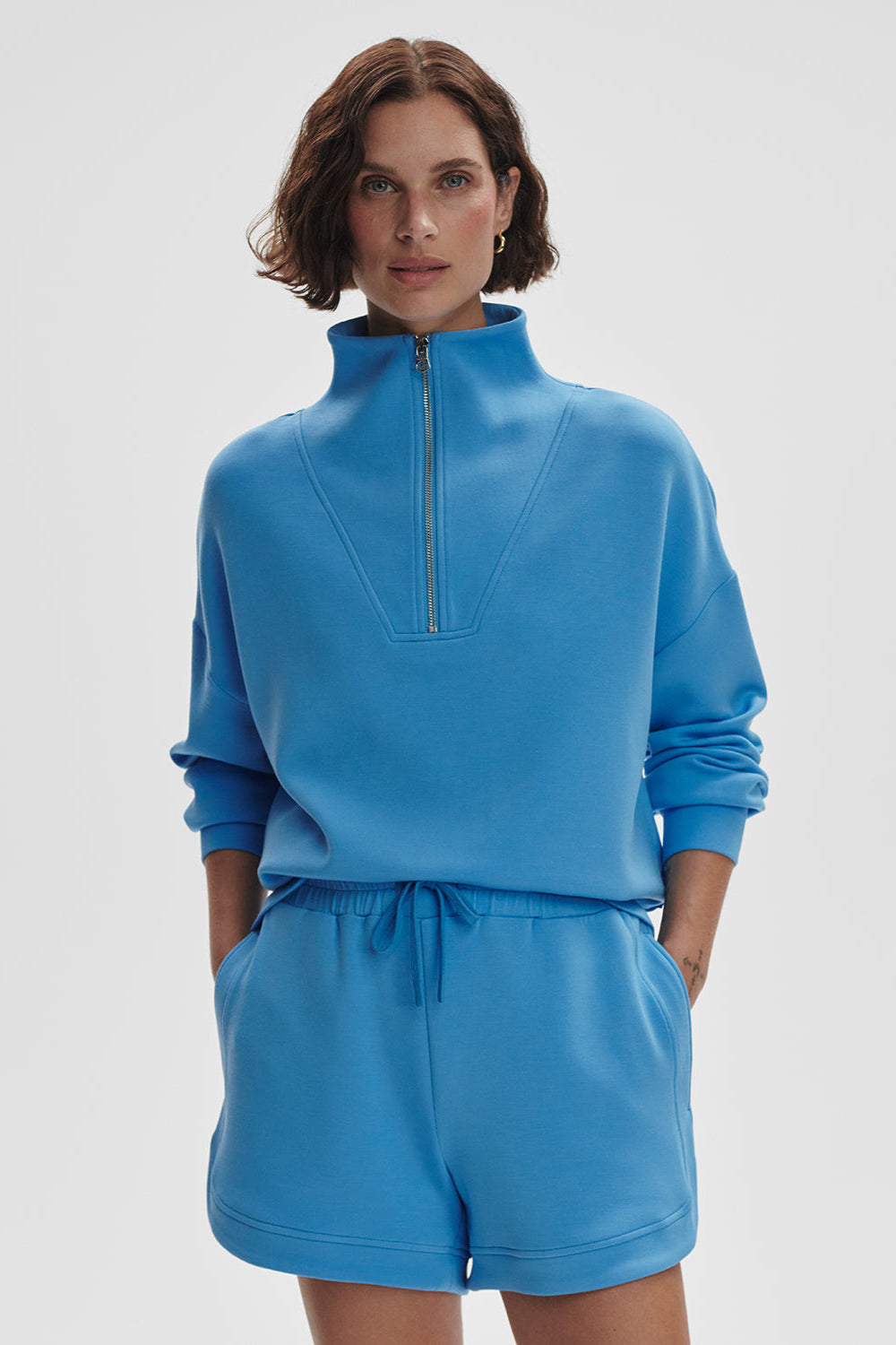 Hawley Half Zip Sweatshirt- Azure Blue