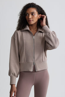 Gibbs Zip Through Sweatshirt- Taupe Sand