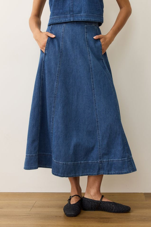 Lainey Denim Skirt- Medium Wash