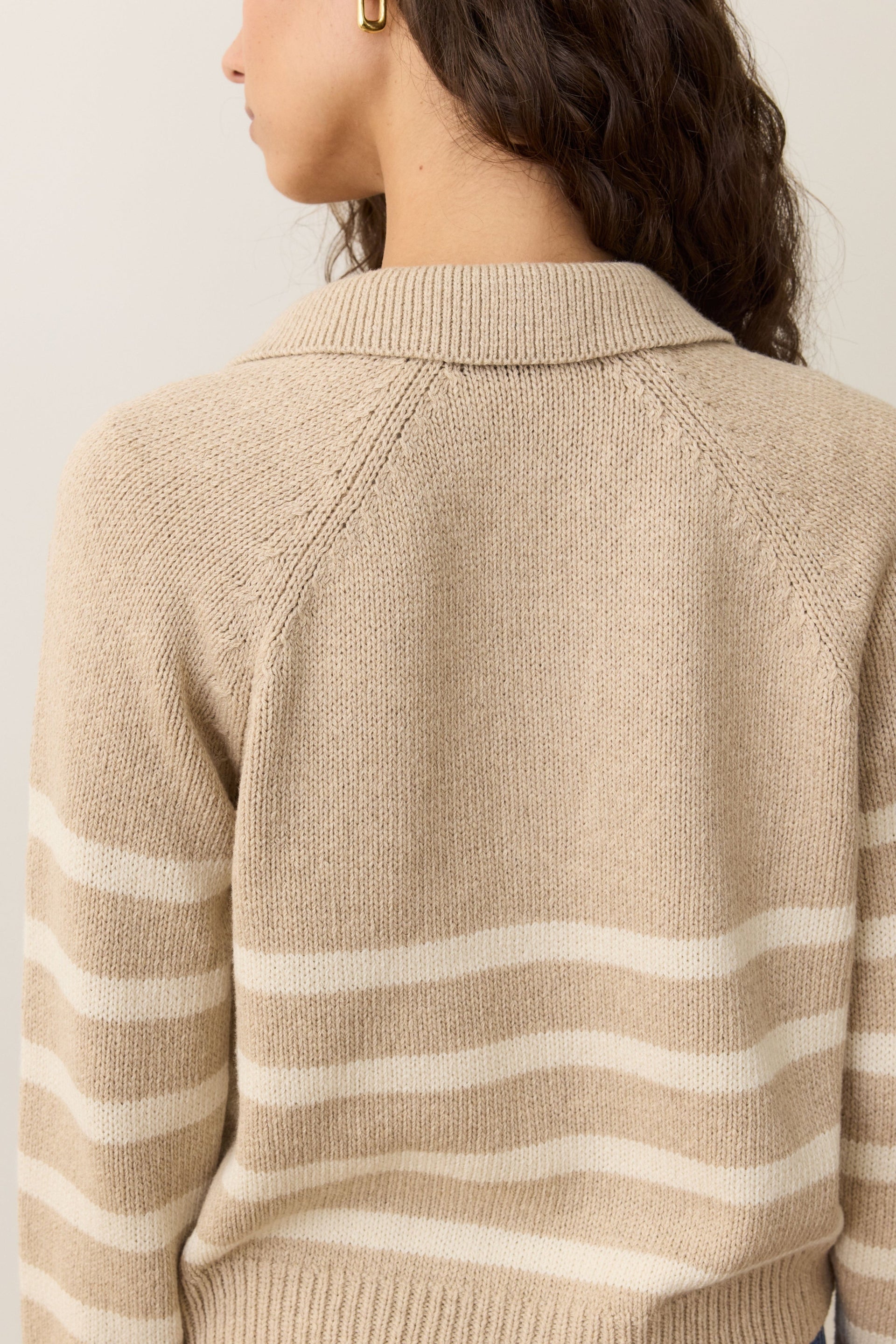Berkeley Sweater Polo- Oatmeal Stripe