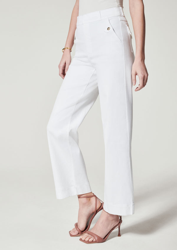 Stretch Twill Cropped Wide Leg Pant- Bright White