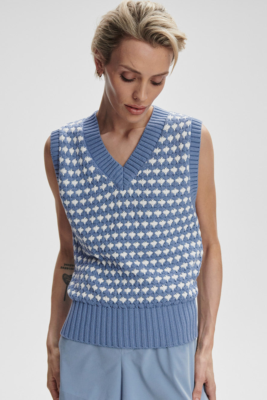 Antonella Knit Vest- Infinity Blue
