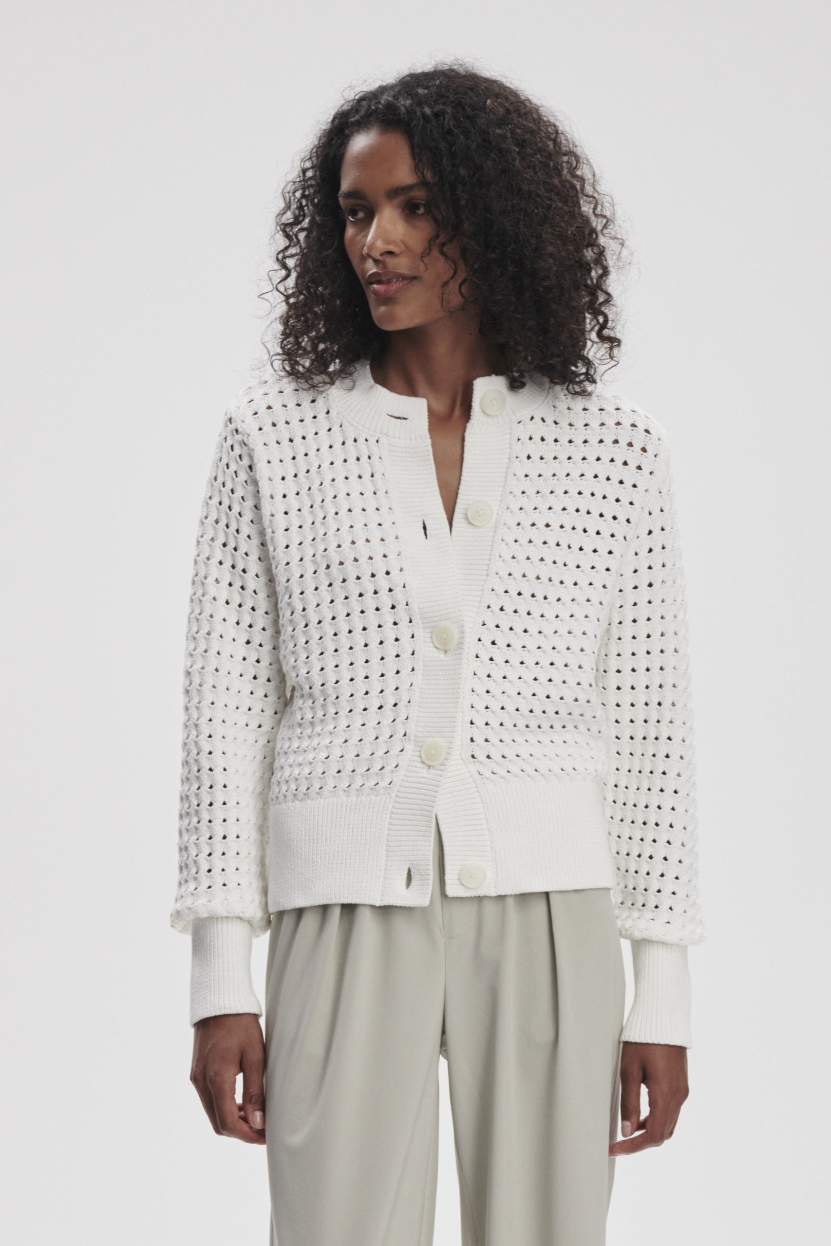 Bettina Textured Knit Jacket- Snow White