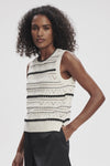 Athena Pointelle Knit Vest- Egret