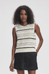 Athena Pointelle Knit Vest- Egret
