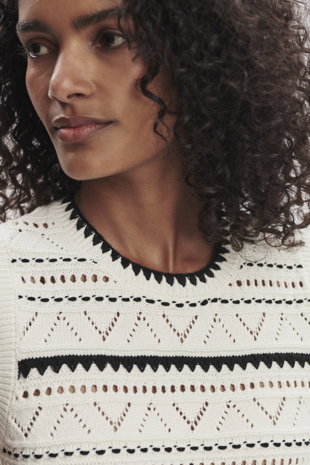 Athena Pointelle Knit Vest- Egret