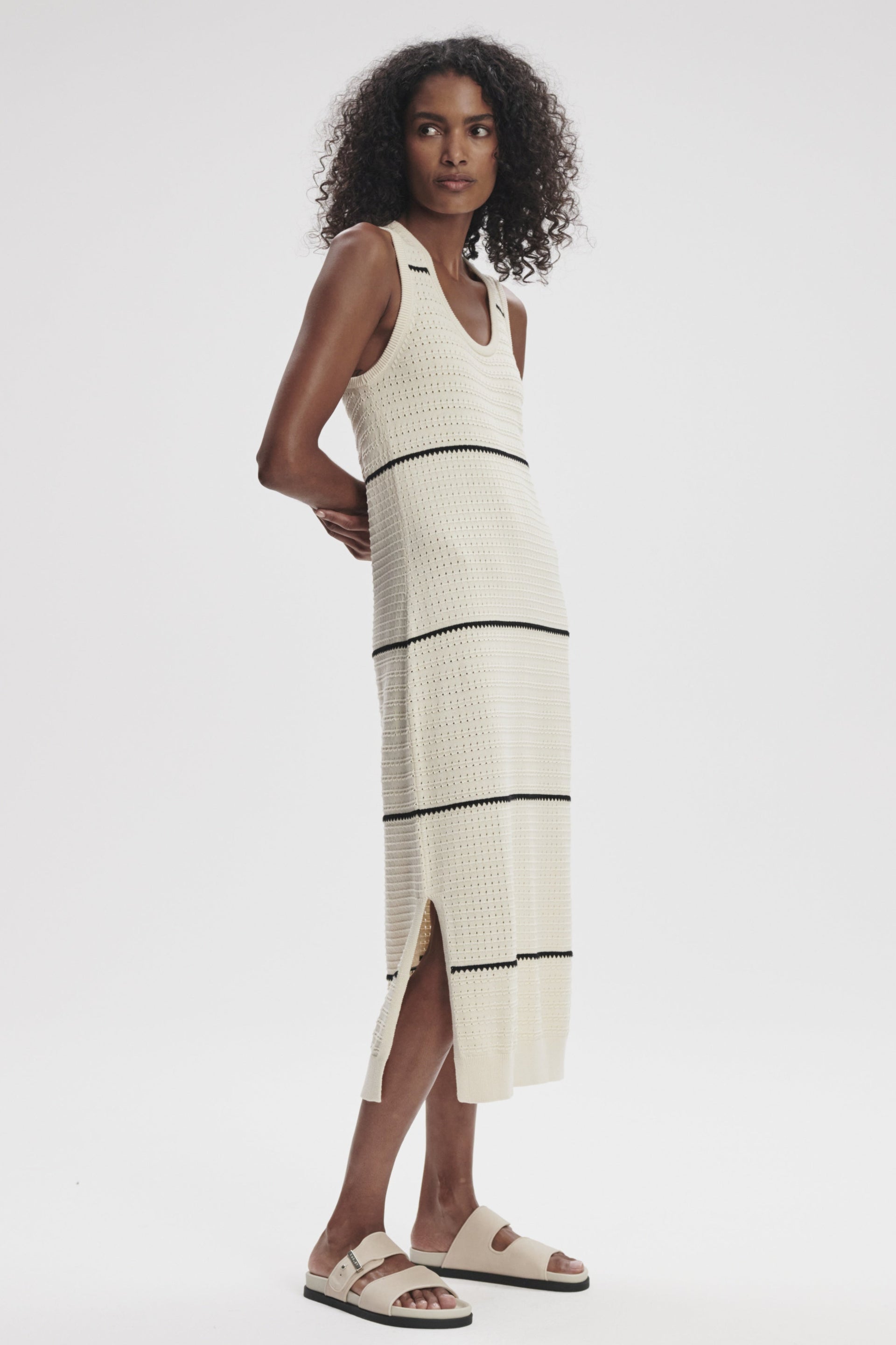 Scott Scoop Neck Midi Dress- Birch