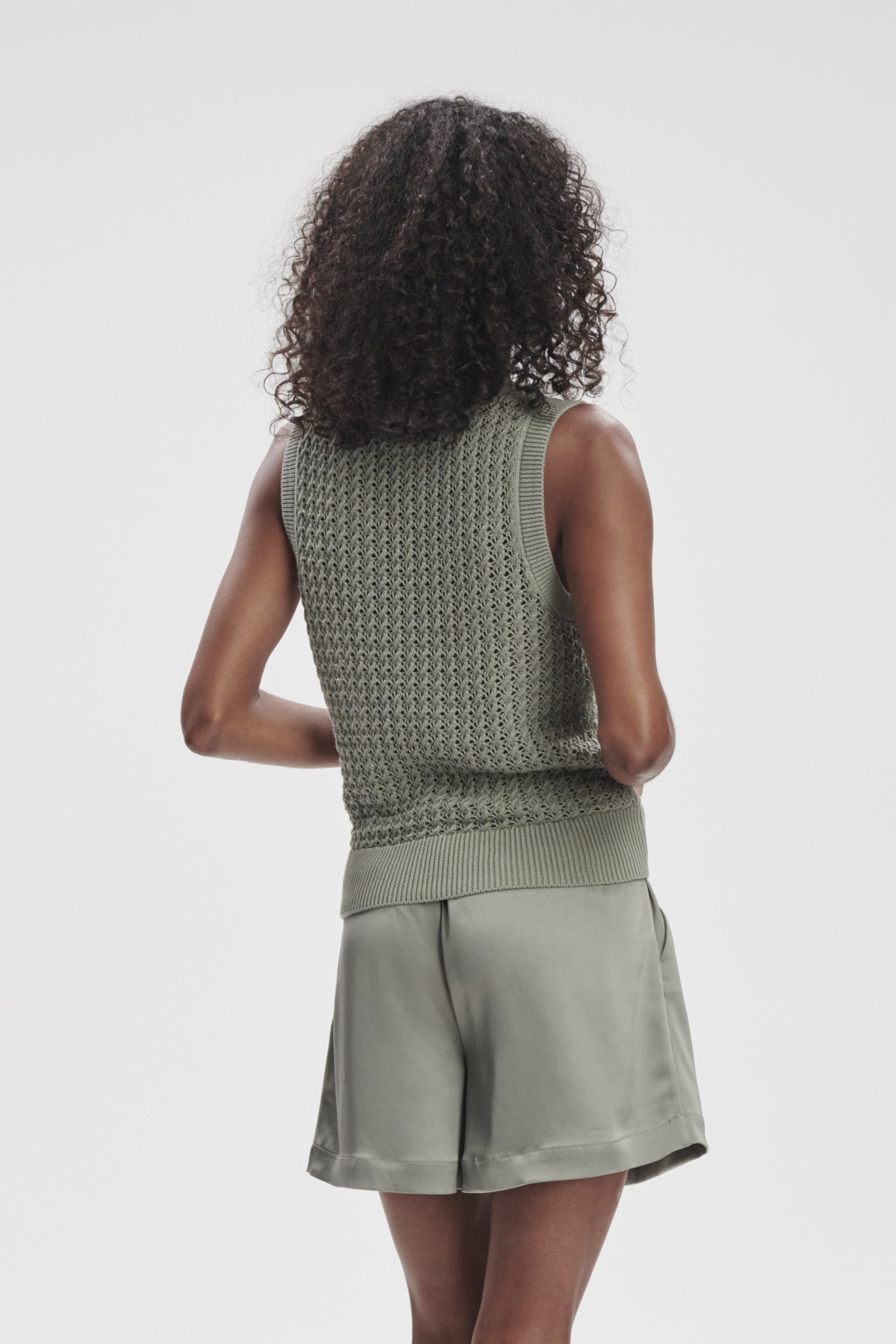 Fern Open Knit Tank- Shadow